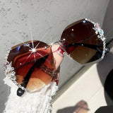 Vintage Rimless Rhinestone Sunglasses - GoShopsy